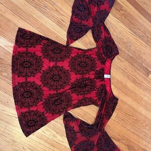 Pink Coconut Boutique Red Black Babydoll Dress Medieval Sleeves M Valentine’s